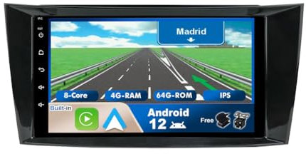 BXLIYER Android 12 Autoradio Passt für Benz E-Class W211 | CLS W219 | W463-4G+64G - Kabellos Carplay/Android Auto - LED Kamera & MIC - IPS 8 Zoll 2 Din - Lenkradsteuerung WiFi DAB Fast-Boot 360-CAM