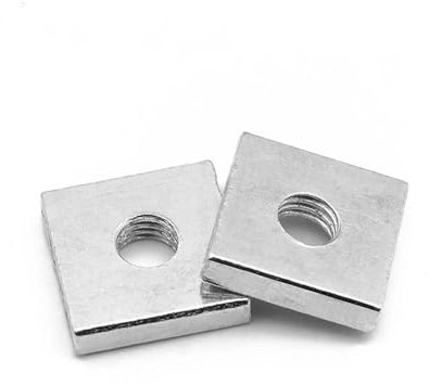 SINEKY 20 Piezas Tuerca Cuadrada M3 M4 M5 M6 Bloque cuadrangular Fino galvanizado de Acero al Carbono galvanizado(Size:M4x15x15x3mm)