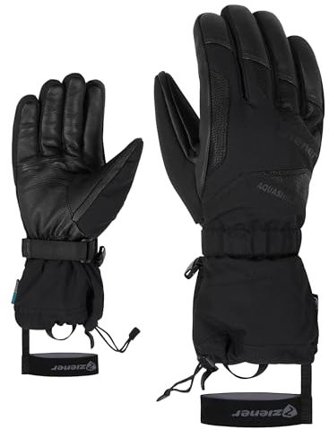 Ziener Herren GAIKU Ski-Handschuhe/Wintersport | wasserdicht, Lange Stulpe, Wolle, Black, 7,5