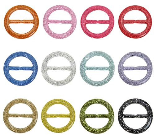 Irikdescia 12 Stück Modische Seidenschal Ringclip, Modische Gürtelschnalle Damen, Glänzende Krawattenklammer, Damen Modische Metall Runde Gürtelschnalle