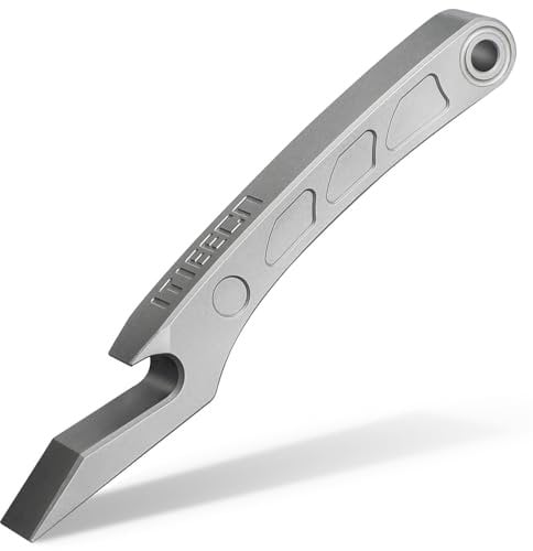 MEECN EDC Keychain Bottle Opener Compact Titanium Pry Bar Tool, Pocket sized and Multi functional