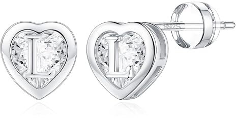 TINGN Ohrringe Buchstaben Mädchen - Ohrstecker Mädchen Geschenke Ohrstecker Silber Herz für Kinder Geschenke für Kinder Ohrringe Teenager Buchstaben Stecker