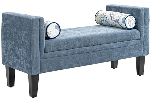 HOMCOM Panca Camera da Letto con Braccioli Trapuntati e 2 Cuscini a Cilindro, Panca Imbottita con Gambe in Legno per Ingresso, Corridoio e Soggiorno, 115.5x45x56 cm, Grigio e Nero