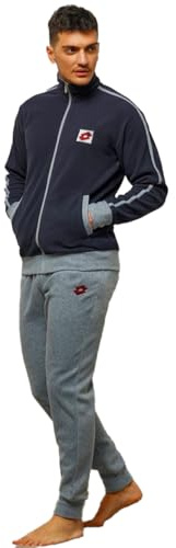 Lotto Tuta Pile Uomo calda Invernale Stile Sportivo - Tuta Relax Uomo Molto Calda taglie S M L XL XXL in Pile con Zip (IT, Testo, XXL, Regular, Regular, BLU GRIGIO 222)