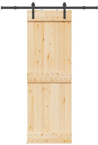 Xichuzi Schiebetür mit Beschlag 70x210 cm Massivholz Kiefer, Zimmertür, Eingangstür, Innentüren, Wohnungstür, Nebeneingangstür, Terrassentür - 3332652