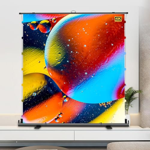 Pantalla de Proyector Elevable, Proyector de Ultracorta Distancia, Cortina de Cable, Pantalla de Proyector de Interior para Cine en Casa, Presentaciones de Negocios, Reuniones, Al Aire Libre(60in)