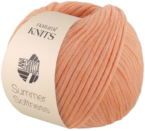 LANA GROSSA Summer Softness | Zartes Baumwollschlauchgarn, voluminös gefüllt mit flauschigen Merinofasern | Handstrickgarn aus 80% Baumwolle (Bio) & 20% Schurwolle | 50g / 130m FB5