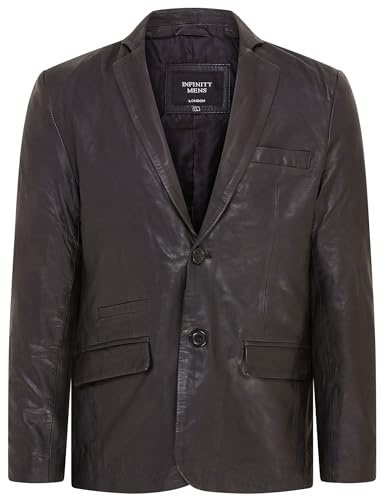 Infinity Leather Uomo Blazer in Pelle Morbido in Vera Pelle Italiana Giacca Aderente Cappotto