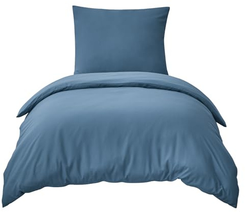 RUIKASI Bettwäsche 155x220 Blau 2teilig - Denim Blau Mikrofaser Bettwäsche-Sets Oeko-TEX, Bettbezüge 155 x 220cm + Kissenbezüge 80x80cm mit Reißverschluss, Weich und Bügelfrei