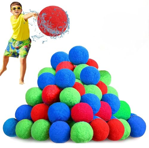 XIEXIESHER 30/40/50 Piezas de Globos de agua Reutilizables, Bolas de agua Para Salpicaduras, Bolas de agua para niños Adultos,Juguetes de Piscina y Playa, Bombas de agua para trampolín, Playa (50)