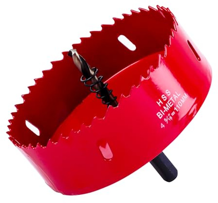 Lochsäge 110mm, Universal HSS M42 Bi-Metall Lochsägen, Lochkreissäge mit Sechskant-Schaft und Bohrer Lochbohrer Set Bohrkrone für Holz, Rigips, Trockenbau, Kunststoffe(110mm)