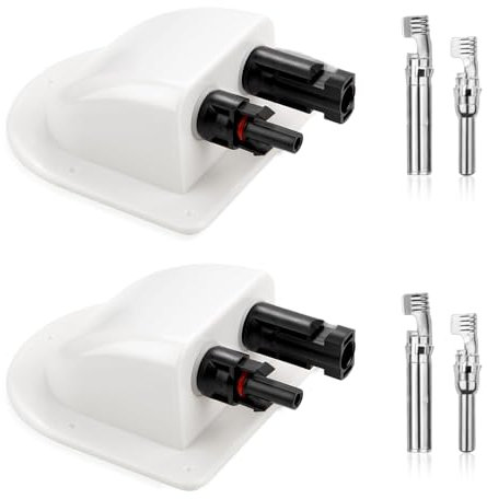 Udbrud Dachdurchführung, 2 Stück IP68 Solar Doppel-Kabeldurchführung ABS wasserdichte 2-Fach Solarmodul Kabeldurchführung für Solarplatten Wohnwagen Boot Solarprojekt (Weiß)
