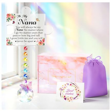 YIBONIKA Nana Gifts, Nana Birthday Gifts, Puzzle Crystal Suncatcher Wind Chime Gifts for Nana, Thoughtful Nana Christmas Mothers Day Presents from Granddaughter