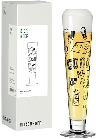 RITZENHOFF 8161006 Bier-Glas 330 ml, Serie Fußball, Nr. 6 mit Fußball-Motiven, schwarz - Made in Germany