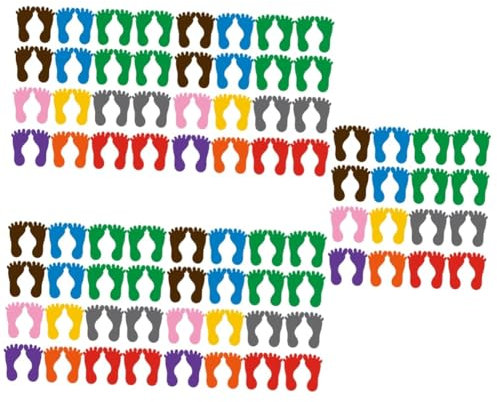 HOMSFOU 5 Sets 18 Paar Fußabdruck-Aufkleber für Kinderzimmer, Spielzimmer, einfach abziehbar, für glatte Oberflächen, keine Rückstände, 18 Paar x 5