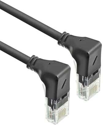 ACT CAT6A LAN Kabel Dünn U/UTP, gewinkelt doppel unten, 5M - DD5905 | ideal bei Platzmangel beim Anschließen