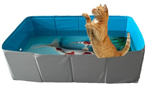 Piscina da Nuoto per Cani, PVC Piscina Per Cani Pieghevole A Forma Quadrata, Vasca Antiscivolo Per Cuccioli Gatti Piccoli Animali Taglia Piccola Media Grande