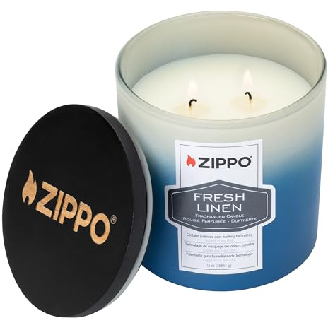 Zippo Duftkerze – Frische Wäsche Duft – Stilvolle Kerze im Glas mit Doppeldocht – 368 g – 55h Brenndauer – Geruchsneutralisierend – Made in USA