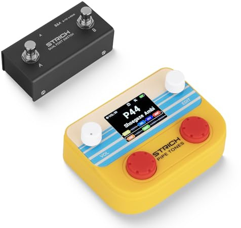 STRICH Gitarren Multi-Effekte Pedal mit Fußpedal 10 Effektmodule (Orange) | 125 Effekte, 40s Looper, 100 Drum Patterns, 20 NAM/IR Support, OTG USB Audio Interface, BT mit APP, Pipe Tones Pocket