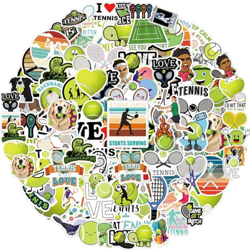 110 Stück Tennis Aufkleber, Wasserdichte Tennis-Stickers, Tennis Geschenk, Funny Trendy Ball Sport Aufkleber für Fahrrad, Scrapbook, Skateboard, Auto, Gepäck für Erwachsene Teenager