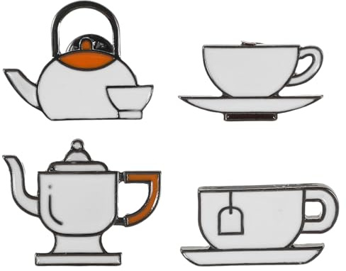 Abaodam 4pcs Cute Enamel Pins Teacup Brooch Teapot Pin for Girls Women Backpack Hat Jacket Novelty Teacup Ornaments
