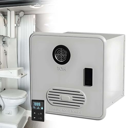 CUTANGELAR Chauffe-Eau Électrique Pour Camping-Car Subu-rban. Système Sans Réservoir 55,000 BTU Avec Porte 15x15 Pouces. Alimentation DC 12V Et Télécommande, Pour Autocarapes Et Caravanes.(White)