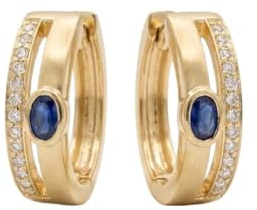 Suzan Gold® 375 Echtgold Creolen Damen mit blauem Stein und Zirkonia klassisch elegant glänzend Geschenkidee SapphireLuxe