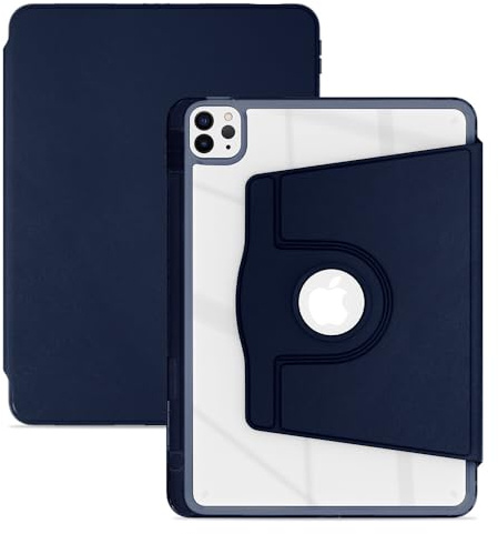 Generic Custodia compatibile con iPad 10 th Gen 10.9 2022 (colore: blu scuro) Custodia rigida in pelle e silicone con chiusura posteriore girevole
