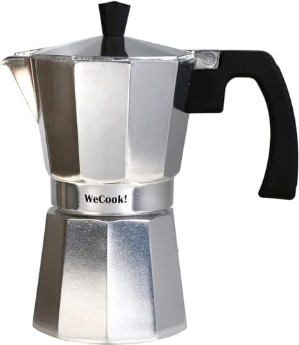 WECOOK! Paola 3 cups espresso maker Aluminium Espresso Pot Espresso Mocha Maker Mocha Pot Italian Coffee Maker. Compatible with all cooking surfaces, except induction