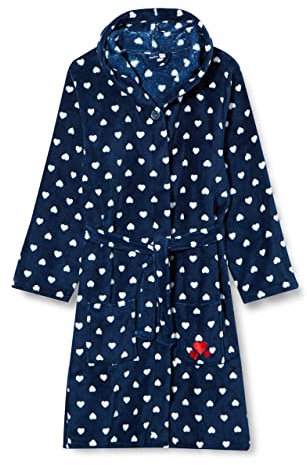 Playshoes Unisex Kinder Fleece-Bademantel Morgenmantel, Herzchen, 134/140