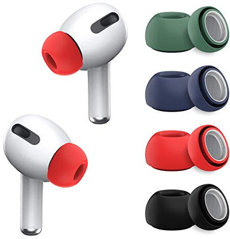WQNIDE Ohrstöpsel für Airpods Pro, Airpods Pro, 2. Generation, rutschfest, weiches Silikon, für Airpods Pro, Ersatzohrstöpsel passen in die Ladehülle (Schwarz/Blau/Rot/Grün), 4 Paar
