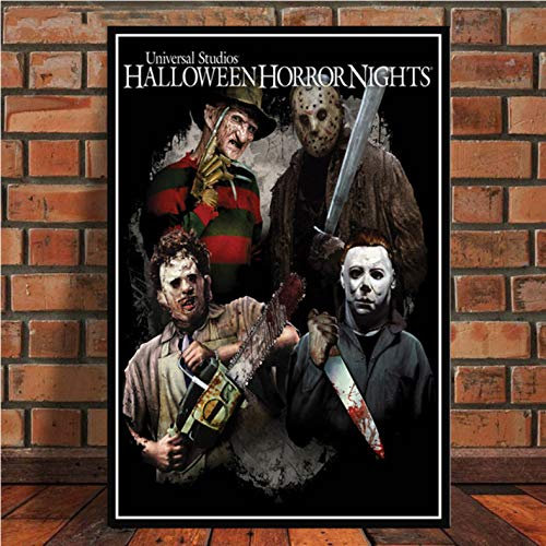 feilongzaitian Jason Voorhees Freddy Krueger Klassischer Horrorfilm Poster Druckt Leinwandbilder Malerei Wandbilder Für Wohnzimmer Wohnkultur B69 50X70Cm (Ohne Rahmen)