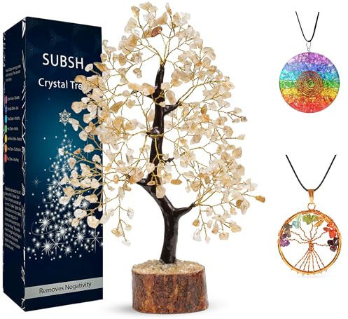Citrin Kristallbaum, Geldbaum für Reichtum und Glück, Yoga Meditation und Heimdekoration - Regal Dekor Akzente, Wohnzimmer Schlafzimmer Büro Dekoration, Bücherregal Dekor, Knickknacks, Buddha Statue