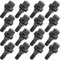 C CARBONADO Lot de 16 Boulons M12 x 1,25 SW17 longueur du filetage de 19 mm à collerette plate Noirs pour Montage Jantes Aluminium et Acier