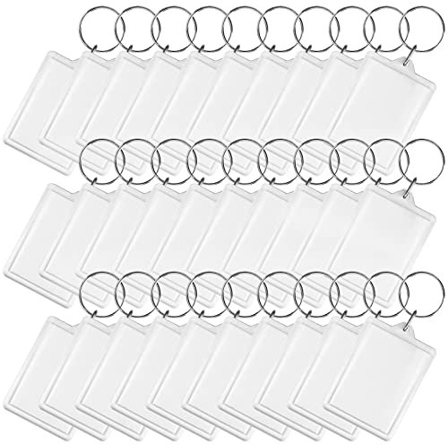 Youyijia Photo Keyring 100Pieces 5x3.5cm Blank Photo Keyring Double sided Blank Picture Keychain Translucent Clear Acrylic Key Ring with Split Ring for Family Friends Gifts (100PCS)