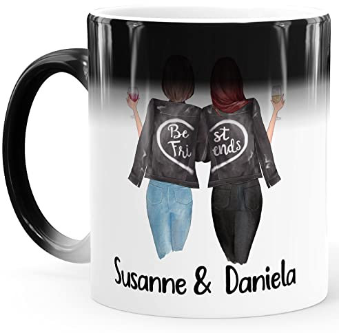 SpecialMe® Tasse Beste Freundin personalisiert mit Farbwechseleffekt persönliche Geschenke Freundschaft Frauen Best Friends Magic schwarz Magic-Tasse