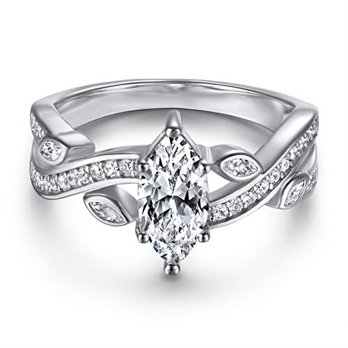 Gualiy Ring Silber 925 Damen Breit, 925 Ring Damen 925 Sterling Silber Pferdeauge Damenringe, Silber, Größe 52 (16.6)