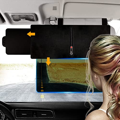 Upgraded Polarized Sun Visor Sunshade Extender for Car with Zipper Slider, Zeyitian Anti-Glare Car Sun Visor Extension Protects from Sun Glare, UV Rays, Snow Blindness, Universal for Cars, SUVs