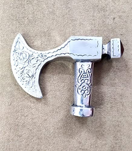 Vimal Nautical Only Handle Aluminimue Stick Handle for Walking Stick Cane Brass Axe Handle Wooden Walking Cane Gift, Silver