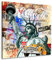 Kunstgestalten24 Leinwandbild New York Pop Art Städte Wandbild Leinwand Wanddeko XXL Wandekoration Deko Bilder Modern Art Bild Kunstwerk Canvas Hochwertiger Kunstdruck | 60x60x4cm