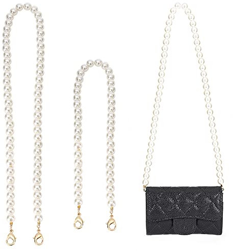 LONGHAO 2 StüCk Perle Taschenkette Perlen Kette Trageriemen Perlen Griff Kette Perlenkette Trageriemen Tasche Kette Schulterriemen Ersetzen Damen Tasche Brieftasche Kette Tasche Kette ZubehöR