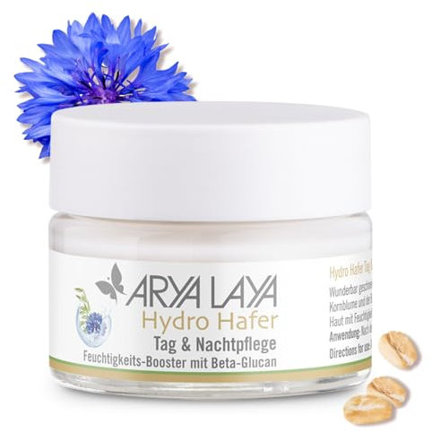 ARYA LAYA Hydro Hafer Tag & Nachtpflege, 50 ml – Gesichts-Creme für viele Hauttypen, Feuchtigkeits-Creme polstert die Haut auf und repariert die Hautbarriere, vegan