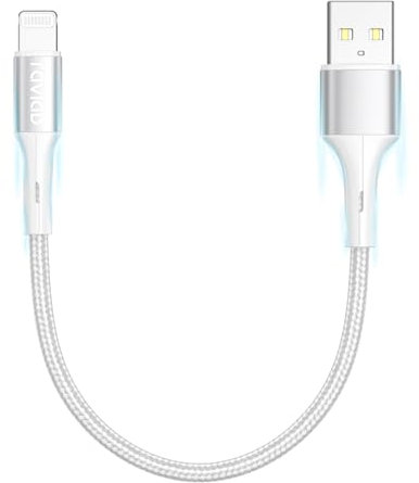 RAVIAD Câble iPhone Chargeur iPhone 0.3M, [Certifié MFi] Câble Lightning Nylon Tressé Ultra Résistant Charge Rapide pour iPhone 13 12 11 Pro Max Mini XR XS X 8 7 6 Plus 6s 6 SE 5 5s 5c - Argent
