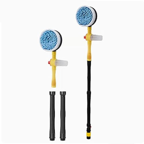 Wasserführende Teleskopstange mit Bürste, Pv Reinigungsbürste Teleskop Set Rotierend mit Schlauchanschluss, Waschbürste mit Teleskopstiel Set zum Reinigen Von Wohnmobilen und Mehr.
