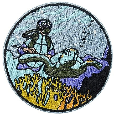 Finally Home Patch zum Aufbügeln - Schildkröten Taucher | Meer Patches Wasser Tauchen Aufbügler Maritime Flicken Tauchabzeichen Aufnäher