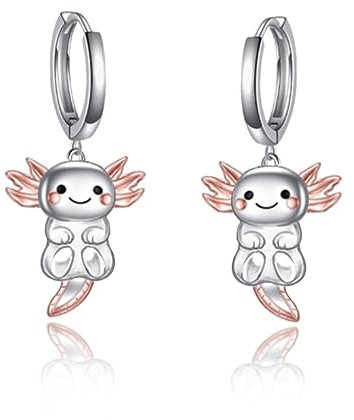 POPLYKE Axolotl Hoop Ohrringe für Damen Sterling Silber Axolotl Ohrringe Dangle Axolotl Schmuck Geschenke Geburtstag