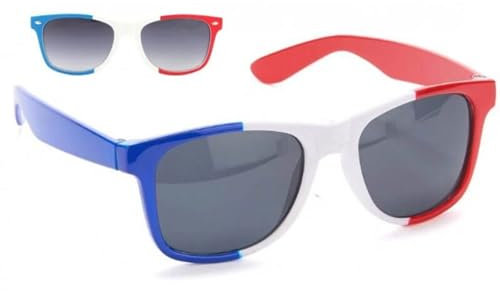 Lunettes Tricolore Bleu Blanc Rouge pour Supporter de l'équipe de France - Livraison en 24/48h, Idéal pour Supporter l'équipe de France pendant la Coupe du Monde de Rugby ou de Football (Blanc)