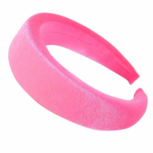 SHTGOI Serre-tête en tissu velours éponge épais - Style rétro - Doux et antidérapant - Couleur bonbon - Large - Bandeau élégant pour l'extérieur - Pour femme et femme - Rose