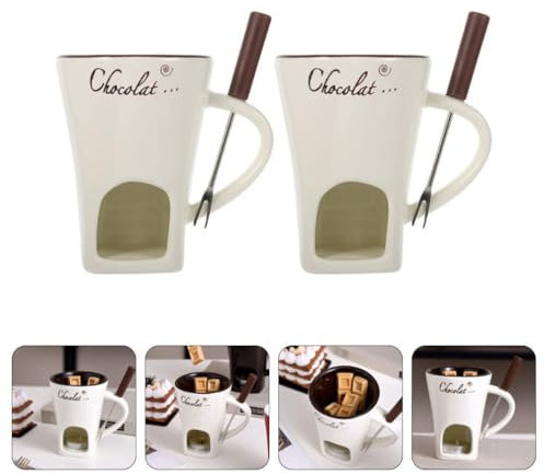 Healeved 2 Set di Fornello per Fonduta di Formaggio con Tazza per Fonduta di Formaggio al Cioccolato con Forchetta