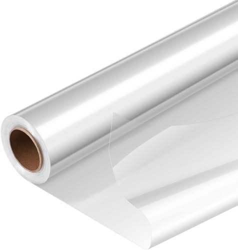 QHFlashbuy Geschenkfolie Transparent,40 Cm x 50M Klare Cellophan Rolle,Blumenfolie Klarsichtfolie,Geschenkpapier für Blumen Bastelkorb Packpapier Geschenke Süßigkeiten Blumenstrauß Weihnachten